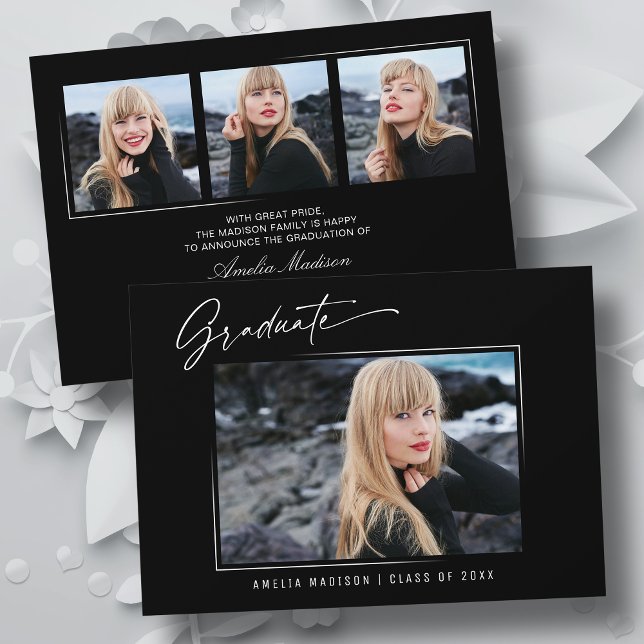 Faire-part Calligraphie moderne Élégante Encre Script 4 Photo (Créateur téléchargé)