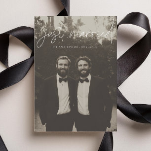 Faire-part Calligraphie moderne Juste Marié Photo Elopement
