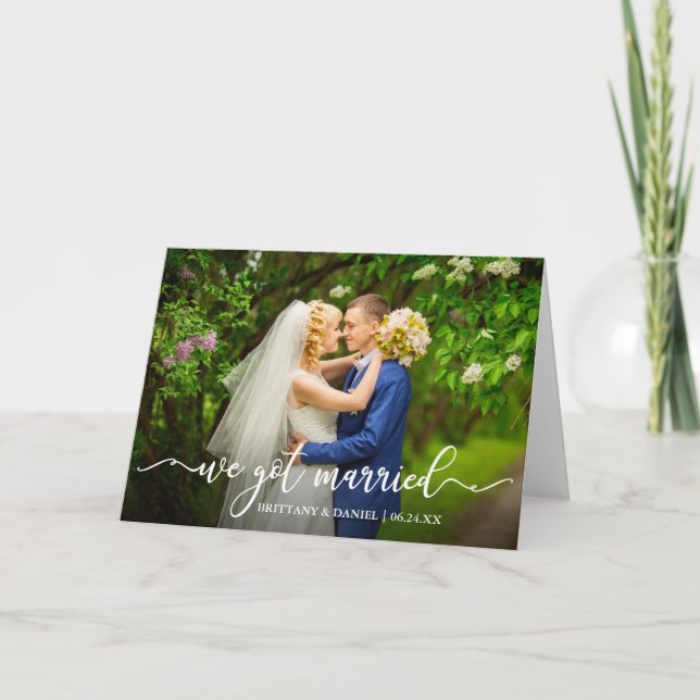 Faire-part Calligraphie moderne nous avons marié Mariage plié (Devant)