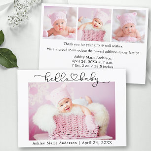 Faire-part Calligraphie Script Coeur Hello Baby 4 Photo