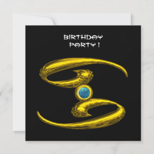 Faire-part CANCER OPALE, aquamarine jaune vif bleu noir