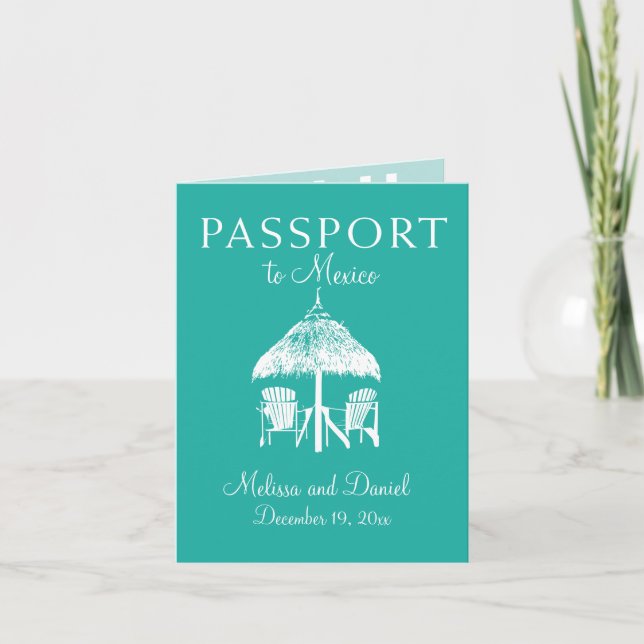 Faire-part Cancun Mexique Passeport Enregistrer la date Annon (Devant)