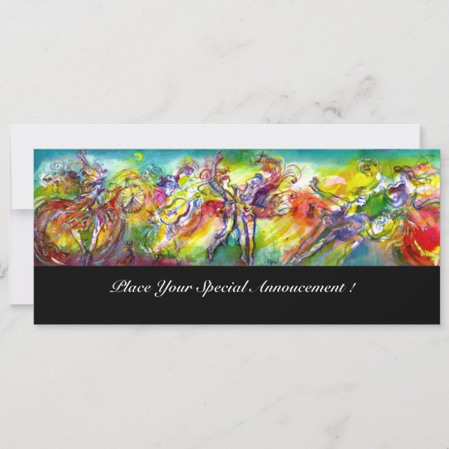 Faire-part CARNAVAL ITALIEN Masquerade bal, danse et musique (Devant)