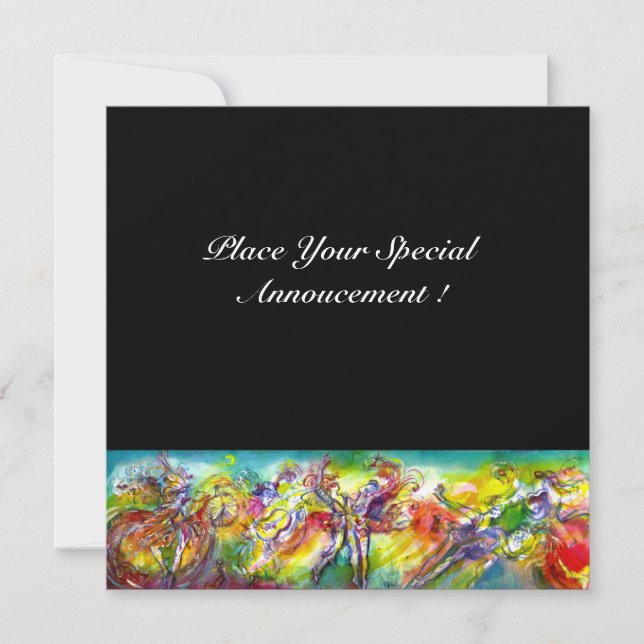 Faire-part CARNAVAL ITALIEN Masquerade bal, danse et musique (Devant)