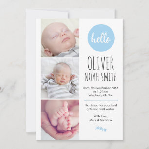 Faire-part/ carte de remerciement A5 pour nouveau-