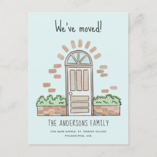 Faire-part Carte postale annonce déplacement porte marron aqu