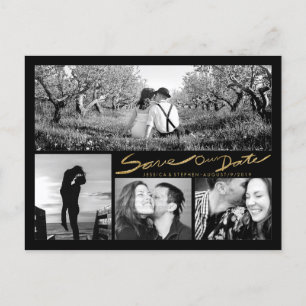 Faire-part Carte postale avec écriture manuscrite et paillett