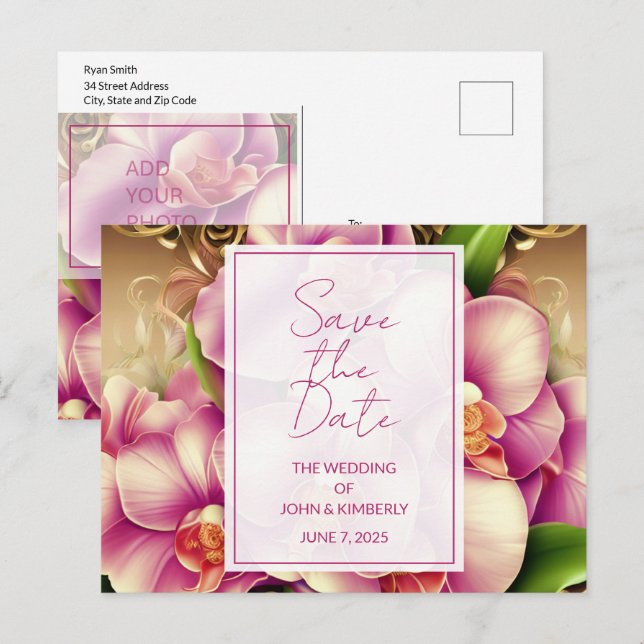 Faire-part carte postale avec QR code pour annonce (Devant / Derrière)