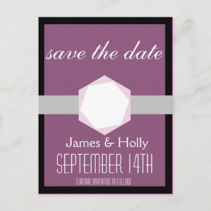 Faire-part Carte postale 'Black and Orchid Save the Date'
