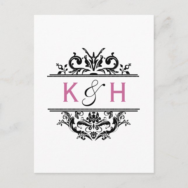 Faire-part Carte postale 'Black & Grape Crest Save the Date' (Devant)