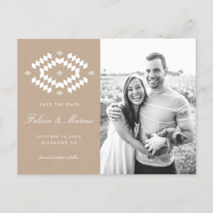 Faire-part Carte postale Boho pour annoncer la date, Kraft
