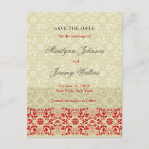 Faire-part Carte postale Damask Swirls Lace Spice Save The Da
