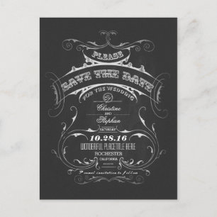 Faire-part Carte postale d'annonce de date de mariage sur tab