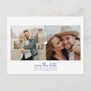 Faire-part Carte postale d'annonce de date simple avec cœur