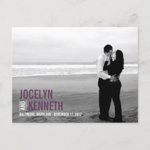 Faire-part Carte postale d'annonce de date - Violet Pure Simp