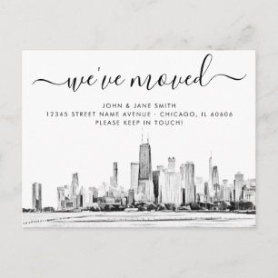 Faire-part Carte postale d'annonce de déménagement à Chicago