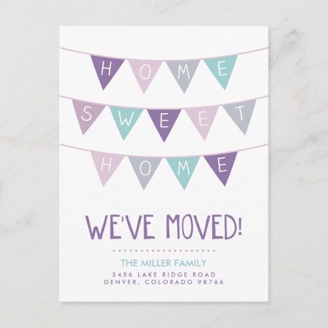 Faire-part Carte postale d'annonce de déménagement Home Sweet (Devant)