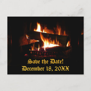 Faire-part Carte postale d'annonce de mariage au coin du feu