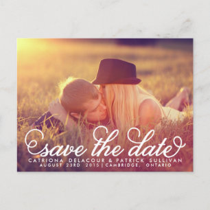 Faire-part Carte postale d'annonce de mariage en écriture jol