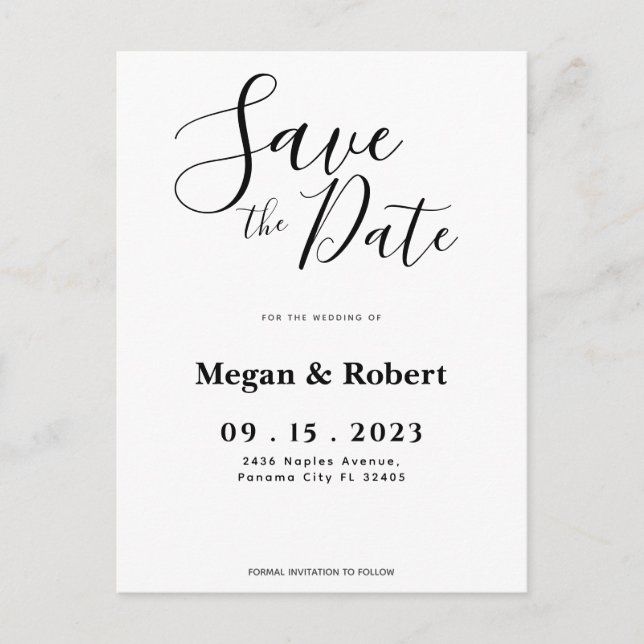 Faire-part Carte postale d'annonce de mariage minimaliste à c (Devant)