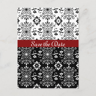 Faire-part Carte postale d'annonce de mariage noir, blanc et
