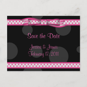 Faire-part Carte postale d'annonce de mariage rose noir blanc