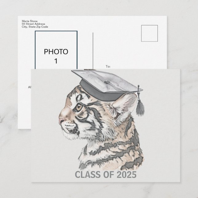 Faire-part Carte postale d'annonce de remise de diplôme uniqu (Devant / Derrière)