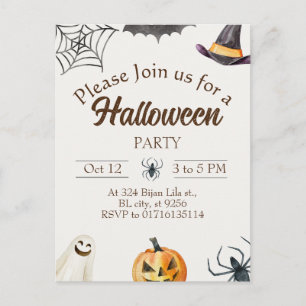 Faire-part Carte postale d'annonce de soirée Halloween