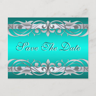 Faire-part Carte postale d'annonce Grand Duchess Silver & Tea