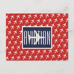 Faire-part Carte postale d'aviation Pilote d'avion blanc funk