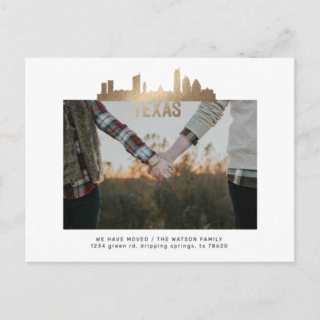 Faire-part carte postale de annonce de déménagement de l'État (Devant)