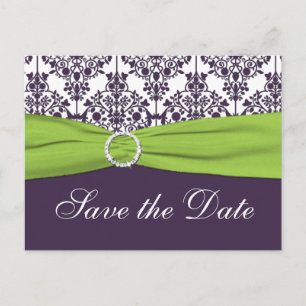 Faire-part Carte postale de conservation de damas lime et vio