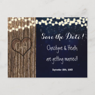Faire-part Carte postale de date de sauvegarde de coeur d'arb