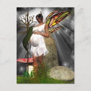 Faire-part Carte postale de fée afro-américaine enceinte