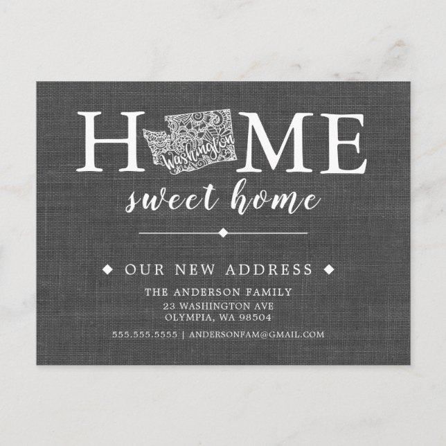 Faire-part Carte postale de l'État de WASHINGTON Moving Faire (Devant)