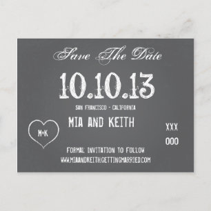 Faire-part Carte postale de mariage à la craie pour annoncer 