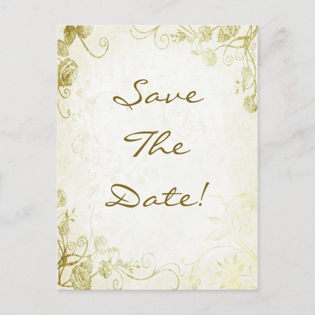 Faire-part Carte postale de mariage à save the date vintage o (Devant)