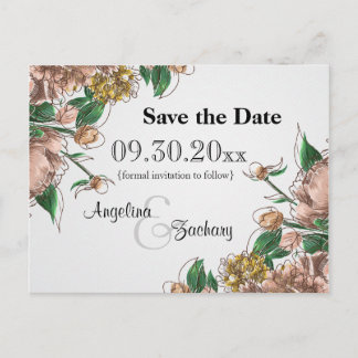 Faire-part Carte Postale de Mariage "Blush Floral" pour Annon