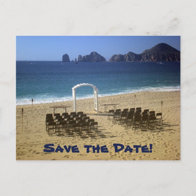 Faire-part Carte postale de mariage de plage de destination E (Devant)