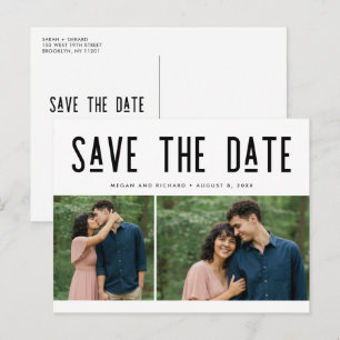 Faire-part Carte postale de mariage moderne à deux photos pou