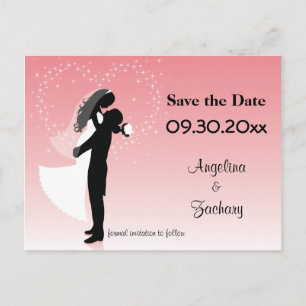Faire-part Carte postale de mariage "Pink Ombre Save The Date