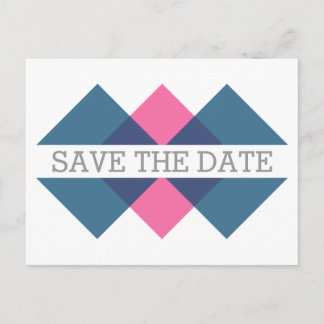 Faire-part Carte postale de mariage triade géométrique bleu r
