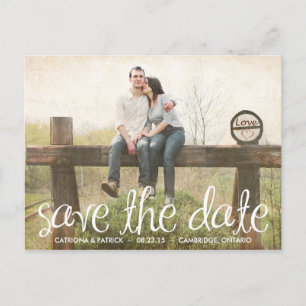 Faire-part Carte postale de mise en garde de date manuscrite 
