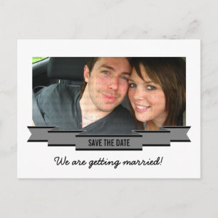 Faire-part Carte postale de mise en vente avec ruban gris