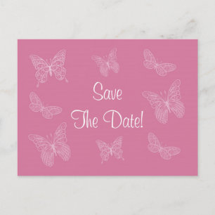Faire-part Carte postale de papillon filigrané en rose pour a