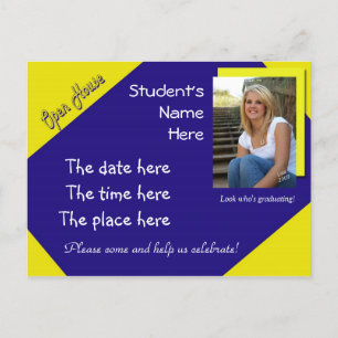 Faire-part carte postale de remise de diplôme à la maison ouv