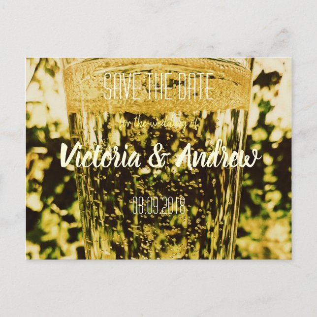 Faire-part Carte postale de sauvegarde de date avec verre de  (Devant)