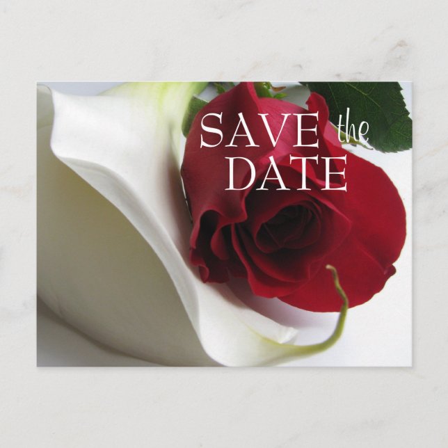 Faire-part Carte postale de sauvegarde de date Calla/Rose (Devant)