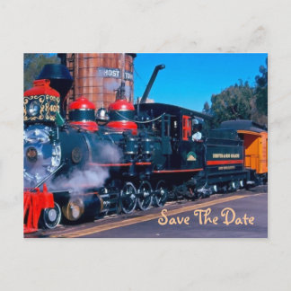 Faire-part Carte postale de sauvegarde de date de train rouge