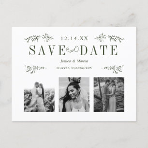 Faire-part Carte postale de sauvegarde de date en vert foncé